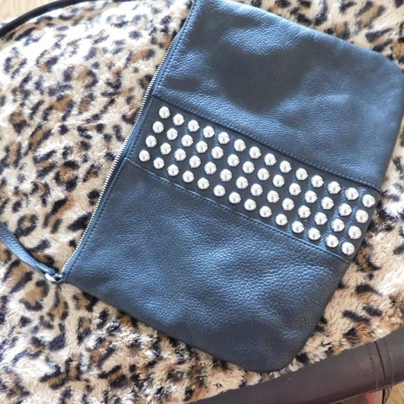 Sale! Aubrey Brooke Genuine Leather Bag w/Studs - Picture 1 of 3